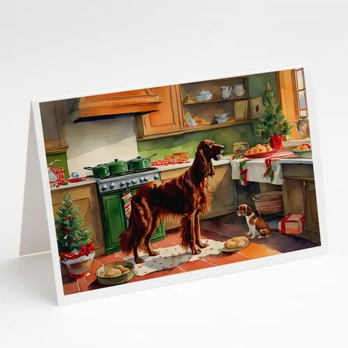 Miniatura 140 de Caroline's Treasures DAC3884GCA7P Paquete de 8 tarjetas en blanco de Navidad con galletas de husky siberiano Tarjetas de felicitación con sobres
