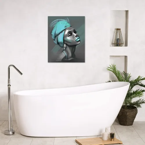 Miniatura 5 de LB Arte de pared de mujer afroamericana, mujer negra con cabello dorado, impresiones de pintura abstracta, belleza moderna negra y dorada para sala