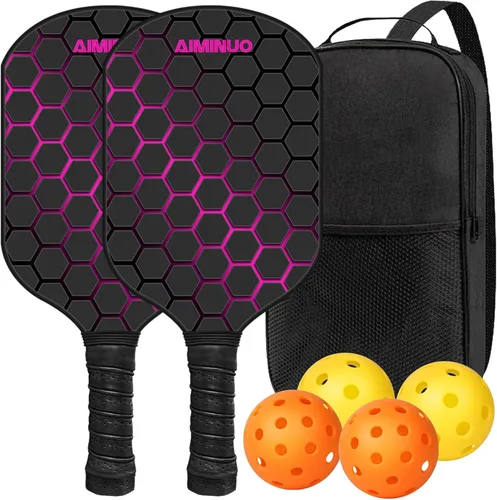 Miniatura 15 de Palas de pickleball de fibra de vidrio, juego de paletas de pickleball ligeras de 0.63 pulgadas para hombres, mujeres, niños, interiores y exteriores