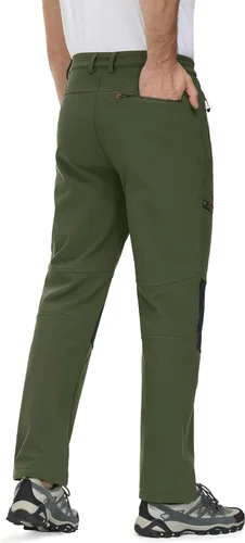 Miniatura 3 de MAGCOMSEN Pantalones de invierno para hombre, con forro polar, resistentes al agua, 4 bolsillos con cremallera, pantalones para exteriores