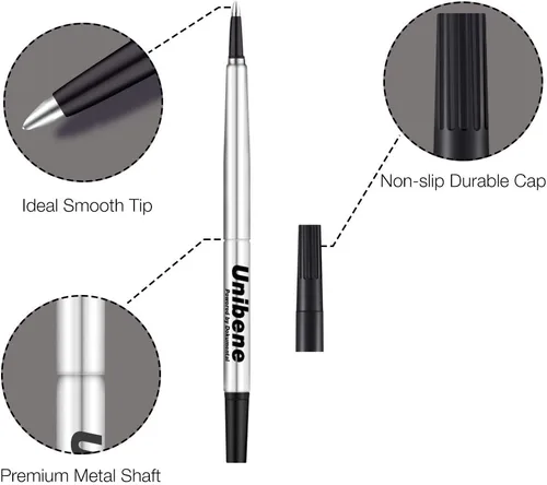 Miniatura 2 de Unibene Parker - Recambio compatible con Rollerball, 6 unidades, punta media de 0.028 in, color negro, escritura suave, repuesto de tinta de gel