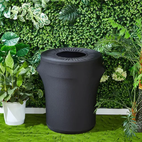 Miniatura 6 de Tanlade Cubierta elástica para cubo de basura de 32 galones, contenedor de residuos de spandex para exteriores, negro, 1 unidad