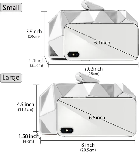 Miniatura 3 de Women Lattice Pattern Metal Evening Clutch Bag,Geometric Evening Clutch Purse Handbag With Chain Strap