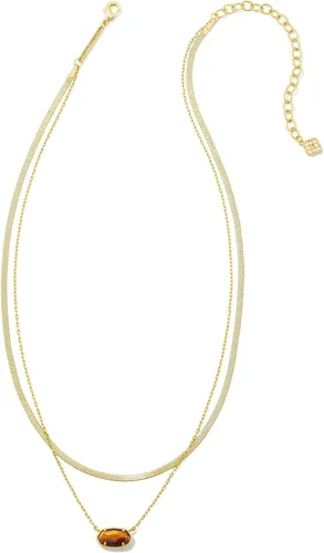 Miniatura 2 de Kendra Scott Grayson - Collar de espiga multihebra dorado y marrón ojo de tigre, talla única, Latón, Ojo de tigre