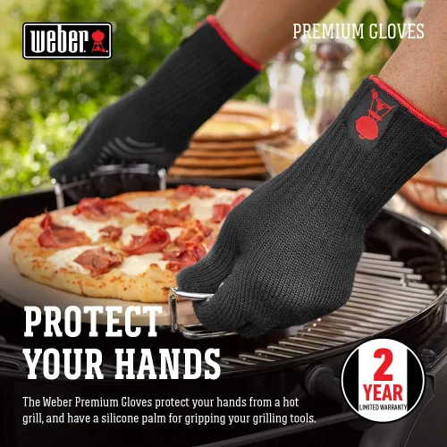 Miniatura 3 de Weber Premium Gloves L/XL - Guantes resistentes al calor (hasta 482°F / 482.0 °F) con agarre de silicona, diseño flexible, color negro