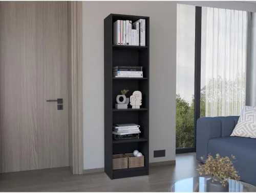 Miniatura 2 de Tuhome Home XS - Librería con estantes de cinco niveles y diseño vertical delgado que ofrece almacenamiento compacto para libros, decoración