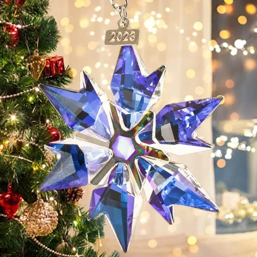 Miniatura 6 de Adorno de árbol de Navidad de edición Maxistal 2024, copo de nieve de cristal con estrella, adorno para árbol de Navidad, decoración para el hogar