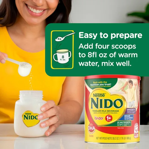 Miniatura 8 de Nido NESTLE Kinder 1+ - Bebida de leche en polvo, recipiente de 1.76 libras