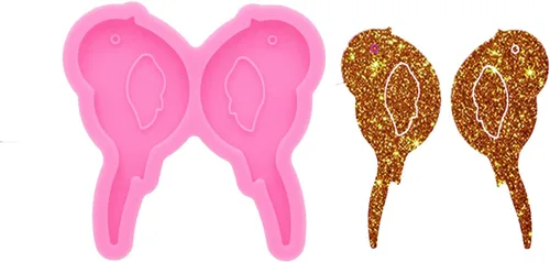 Moldes de silicona brillante brillante para aretes de pájaro, moldes de resina de silicona para bricolaje, aretes, fabricación de joyas, molde de
