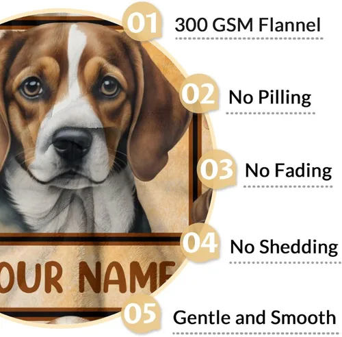 Miniatura 4 de Manta personalizada con nombre Beagle, suave, mullida y cálida, manta de 50 x 60 pulgadas, para cama, sofá, blanco, bonito regalo para niñas y niños