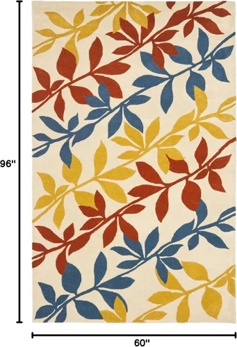 Miniatura 2 de SAFAVIEH Soho Collection SOH764B - Alfombra de área de lana y viscosa de 5 x 8 pies, color beige y multicolor