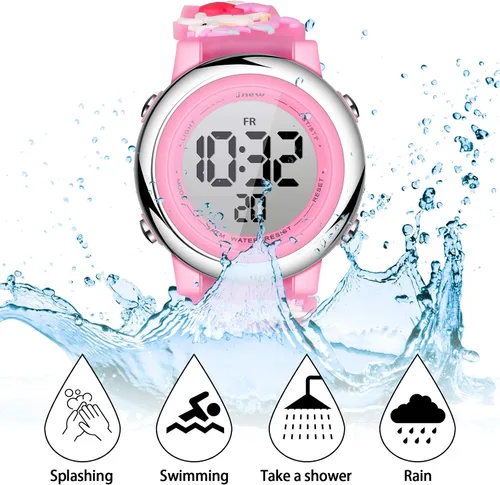 Miniatura 4 de 2 Pieces Kids Unicorn Watch Toddler Watch and Silicone Wristband Cute 3D Kids Digital Watch Waterproof 7 Color Lights Watch with Alarm Stopwatch