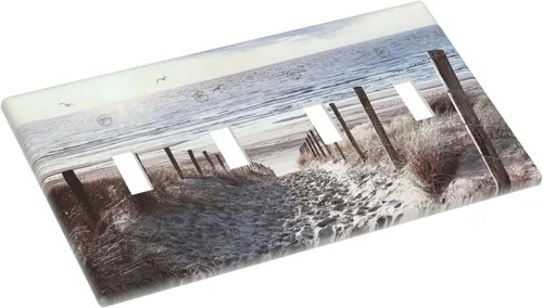 Miniatura 458 de Cubiertas de placa de pared de 3 gang con interruptor de luz de triple palanca, en negro y dorado con esplendor de oro rosa, estampado floral
