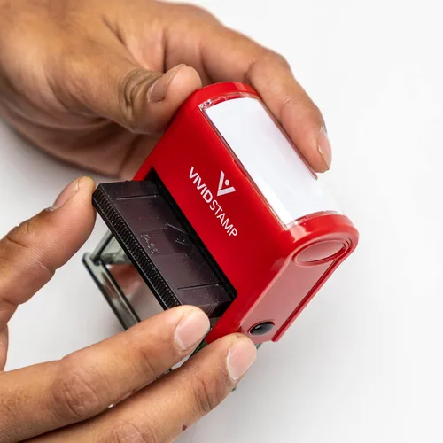 Miniatura 7 de Vivid Stamp Pagado con tarjetas de crédito Sellos de goma autoentintados (tinta roja) - Q-300 Rojo