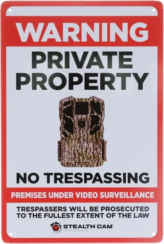 Miniatura 5 de STEALTH CAM Alerta de seguridad al aire libre de estaño de 8 x 12 pulgadas, advertencia de propiedad privada sin intrusión de locales bajo señal