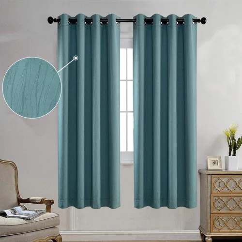 Miniatura 12 de Miuco paneles de cortina de oscurecimiento con arandelas, cortinas opacas con textura para salón, juego de 2