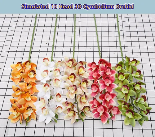 Miniatura 6 de XZJMY Flores artificiales de orquídeas artificiales 3D, flores artificiales de seda de 10 cabezas de seda, flores artificiales para exteriores
