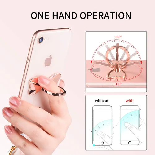 Miniatura 3 de PZOZ Anillo de Soporte para Dedo de Metal para Teléfono Celular, Soporte de Espalda Plegable con Asa de Mano, Gancho para Coche, Pata de Soporte Oro