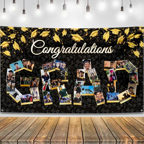 KatchOn, Cartel de fotos de graduación de felicitaciones – Xtralarge, 72 x 44 pulgadas | Cartel de fotos personalizado de graduación | Fondo de
