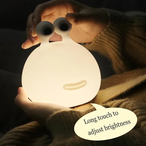 Miniatura 4 de PTAEXCEL Luz nocturna de babosa, LED portátil recargable por USB, linda luz nocturna con sensor temporizador, lámpara táctil, silicona para regalo