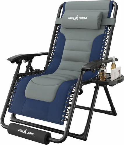 Miniatura 13 de Amopatio XL Padded Zero Gravity Chairs Foldable Zero Gravity Lounge Chair Outdoor Portable Reclining Chair with Removable Cup