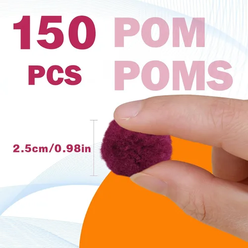 Miniatura 2 de MORFEN 150 pompones, pompones de 1 pulgada de color rojo oscuro, bolas esponjosas, pequeños pompones para manualidades, proyectos de manualidades