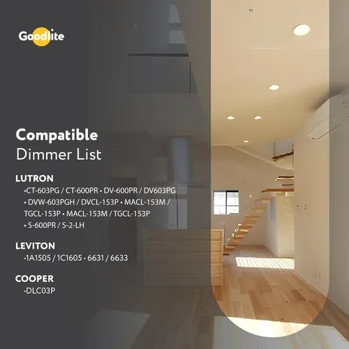 Miniatura 9 de Goodlite Foco descendente redondo LED de 4 pulgadas, 10 W (85 W igual), 850 lúmenes, 5CCT seleccionable 2700K-3000K-3500K-4100K-5000K, CRI90, Blanco