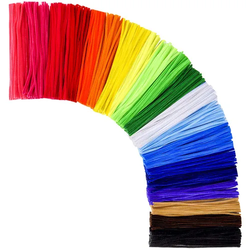 Limpiapipas, 1000 piezas y 20 colores surtidos de tallos de felpilla de 12 pulgadas para manualidades, manualidades, decoración creativa