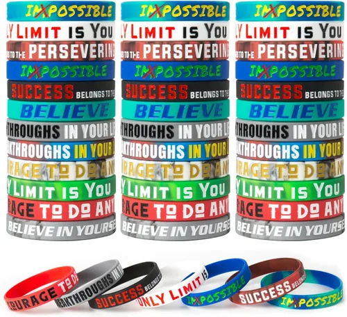 Miniatura 11 de QEERBSIN Paquete de 12 pulseras motivacionales para hombres, mujeres y adolescentes, pulseras inspiradoras de silicona unisex para adultos