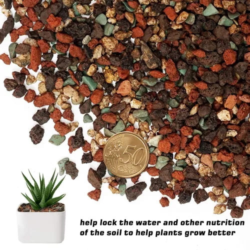 Miniatura 2 de Mezcla de Piedras de Lava Hortícolas Guijarros - Rocas Granuladas Decorativas para Paisajismo, Enmienda de Suelo de Piedra Pómez para Macetas