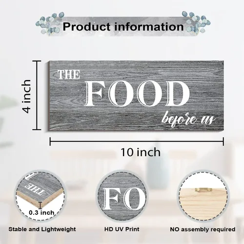 Miniatura 3 de Creoate 4 letreros de amor para la familia con la bendición de alimentos para la cocina, decoración rústica de casa de campo, decoración colgante