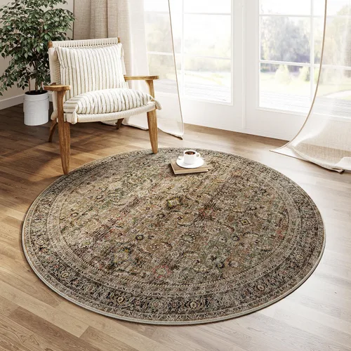 Miniatura 19 de Alfombra de área marrón lavable de 2 x 3 pies, alfombra vintage para entrada y cocina, antideslizante, suave, de pelo bajo desgastado, alfombra
