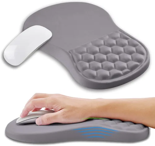 Alfombrilla ergonómica para mouse con soporte de muñeca con espuma viscoelástica, protuberancia de masaje, almohadilla para aliviar el dolor del