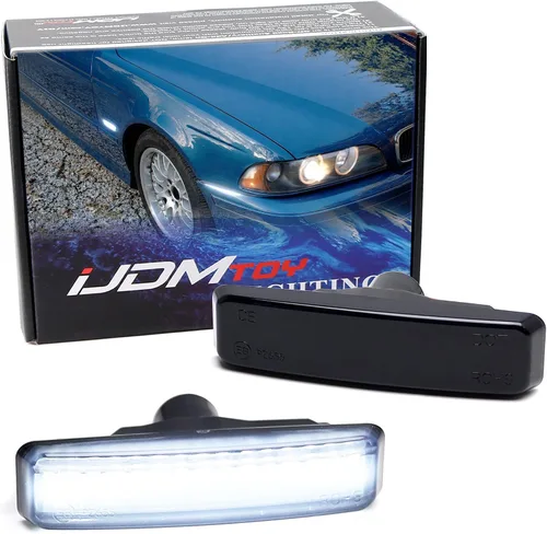 Miniatura 10 de iJDMTOY Lentes semisclaras ámbar Full LED Fender Blink Side Marker Luces indicadoras de señal de giro compatibles con BMW 1996-2003 E39 525i 528i