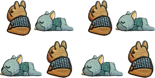Miniatura 5 de TH - Juego de 2 minúsculos, bulldog francés, cachorro, mascota, perro, lindo logotipo de dibujos animados, 16 parches, coser para planchar