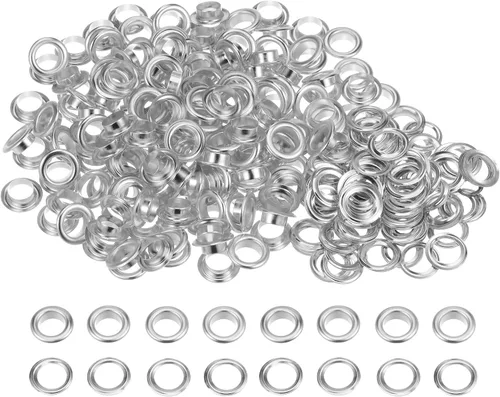 Miniatura 13 de HARFINGTON Juego de 200 ojales redondos de color de 0.394 pulgadas, ojales metálicos con arandelas para álbumes de recortes, zapatos, ropa, lona