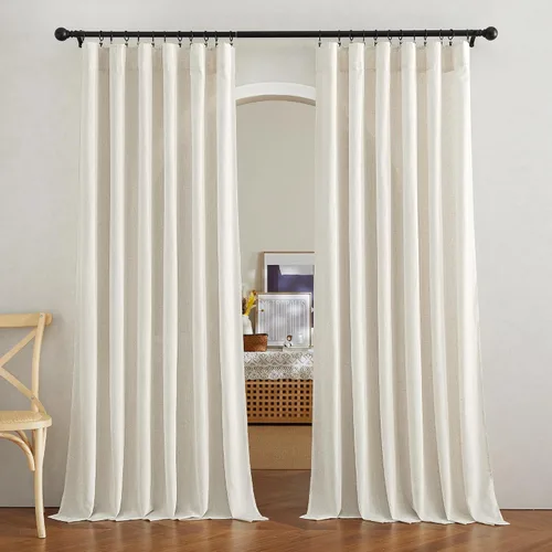 Miniatura 109 de NICETOWN Cortinas de lino grueso para dormitorio, privacidad añadida, bolsillo para barra y pestaña trasera, no se transparentan, mezcla de lino