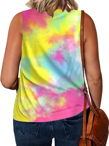 Miniatura 3 de DOLNINE Camisetas sin mangas de verano de talla extragrande para mujer, camisetas casuales con cuello redondo