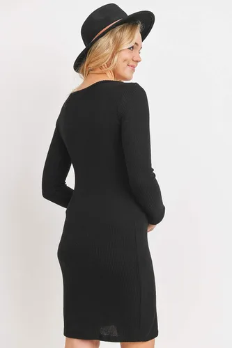 Miniatura 7 de HELLO MIZ - Vestido de maternidad acanalado de punto para mujer con manga larga