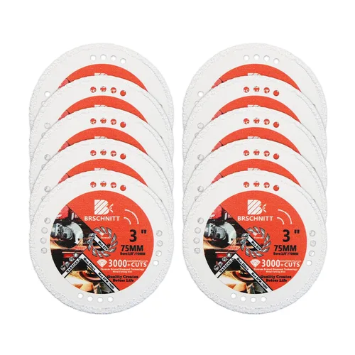 Miniatura 14 de Rueda de corte de diamante, hojas de sierra de diamante soldadas al vacío de 3 pulgadas x 3/8 pulgadas para tubo de acero de metal, rueda de corte