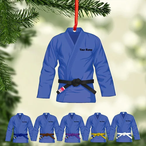 Miniatura 23 de Adorno personalizado de Jiu Jitsu, decoración de árbol de Navidad de artes marciales, regalo de recuerdo navideño BJJ para niños, adolescentes, On63