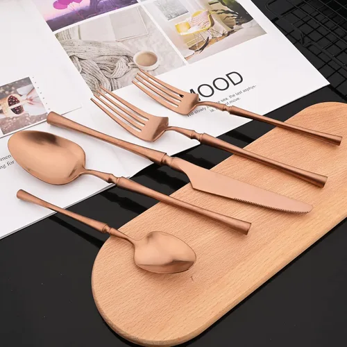 Miniatura 8 de JASHII Juego de cubiertos de 20 piezas con acabado satinado, juego de cubiertos de acero inoxidable 304, servicio para 4, tenedores de postre, juego