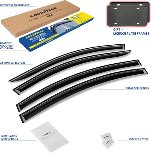 Miniatura 6 de Goodyear - Deflectores de ventana inastillables para Chevrolet (Chevy) 2011-2015 Cruze Sedan, protectores de lluvia con cinta adhesiva, viseras