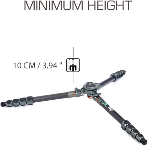 Miniatura 5 de 3 Legged Thing Legends Jay - Trípode de base de nivelación de fibra de carbono, trípode de viaje con base de nivelación de cámara ajustable y video
