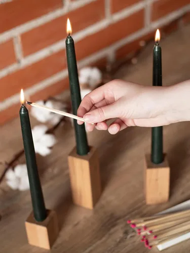 Miniatura 6 de CANDWAX - Velas cónicas de 12 pulgadas, color negro carbón, juego de 4, de combustión lenta, sin aroma, sin humo y sin goteo, perfectas para fiestas