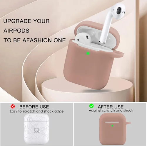 Miniatura 4 de OLEBAND Funda para AirPods de 1ª/2ª generación con bonito llavero brillante, funda de silicona compatible con Apple Air pod/iPod 2 y 1 Gen Case, LED