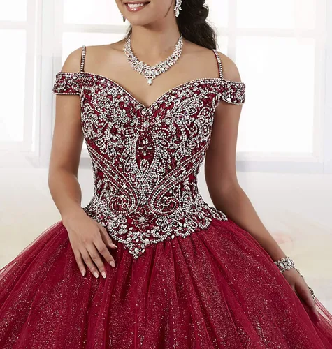 Miniatura 4 de Graceprom - Vestido abombado de quinceañera de cristal para mujer
