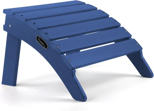 Miniatura 12 de FUNBERRY Otomana Adirondack plegable, HDPE para todo tipo de clima, reposapiés de patio de fácil almacenamiento, otomanas y reposapiés para Gris