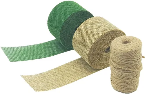 Miniatura 3 de Juego de 2 rollos de cintas de arpillera, 21.87 yardas y 2 pulgadas de ancho para coronas de manualidades, envoltura, arcos, árbol de Navidad