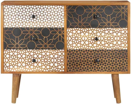 Miniatura 6 de vidaXL Aparador, aparador con patrón impreso, aparador de almacenamiento con cajones, armario lateral para sala de estar, comedor, mango de madera